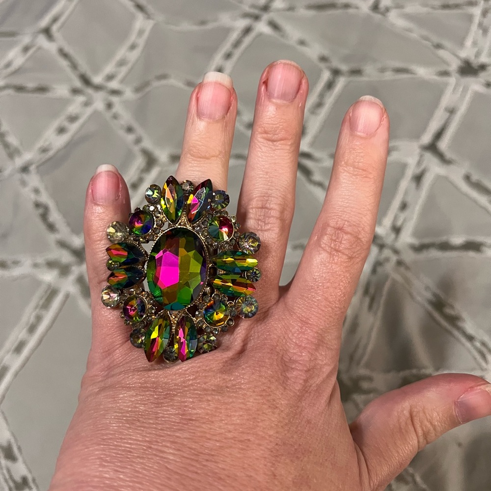 Adjustable Statement Crystal Ring - image 3